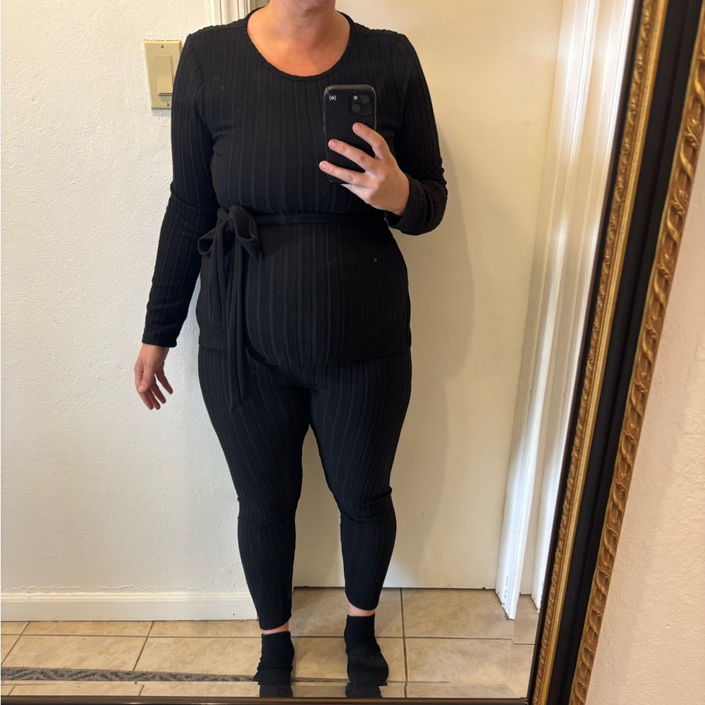 Black Ribbed Maternity Set